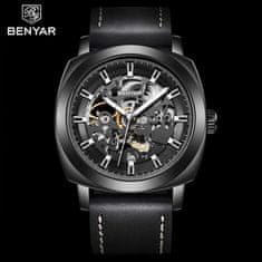 Benyar Moška ročna ura Mechanical Skeleton Black