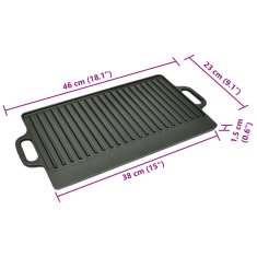 Vidaxl Litoželezna Žar Plošča 2 kosa Obojestranska 46x23 cm