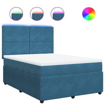Vidaxl Box spring postelja z vzmetnico modra 160x200 cm žamet