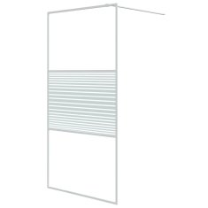 Vidaxl Pregrada za tuš bela 100x195 cm prozorno ESG steklo