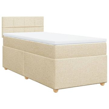 Vidaxl Box spring postelja z vzmetnico krem 100x200 cm blago