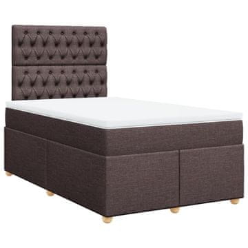 Vidaxl Box spring postelja z vzmetnico temno rjav 120x200 cm blago