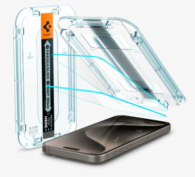  Spigen EZ Fit zaščitno steklo, za iPhone 15 Pro, 2/1