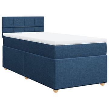 Vidaxl Box spring postelja z vzmetnico modra 80x200 cm blago