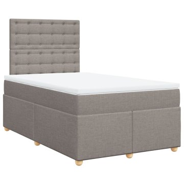Vidaxl Box spring postelja z vzmetnico taupe 120x200 cm blago