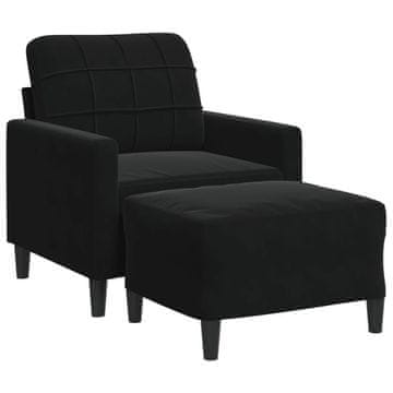 Vidaxl Fotelj s stolčkom za noge črn 60 cm žamet