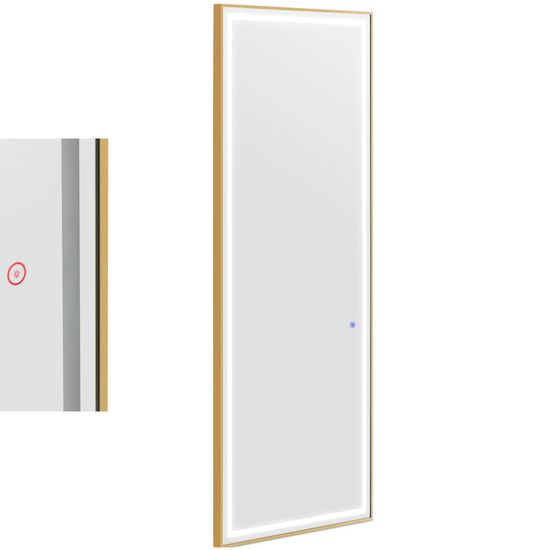 shumee Konzolno frizersko konzolno ogledalo z LED osvetlitvijo, pravokotno 180 x 70 cm - zlato