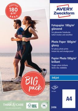 Avery Zweckform papir 2496, 180 g, 100 listov, za inkjet tiskalnike, A4, foto papir, za tiskanje