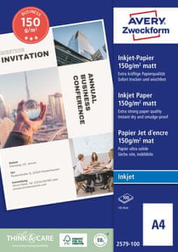Avery Zweckform papir 2579-100, 150 g, 100 listov, za inkjet tiskalnike, A4, foto papir, za tiskanje