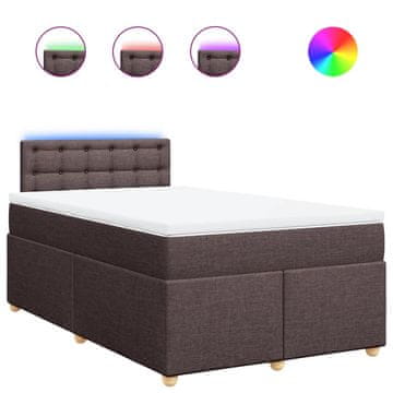 Vidaxl Box spring postelja z vzmetnico temno rjav 120x200 cm blago