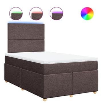 Vidaxl Box spring postelja z vzmetnico temno rjava 120x190 cm blago