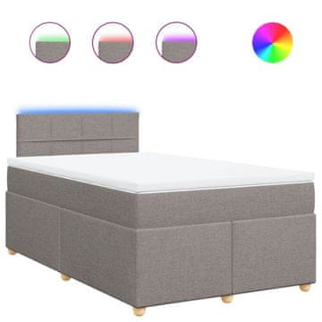 Vidaxl Box spring postelja z vzmetnico taupe 120x200 cm blago
