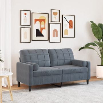 Vidaxl vidaXL Dvosed z blazinami, temno siv, 140 cm, žamet
