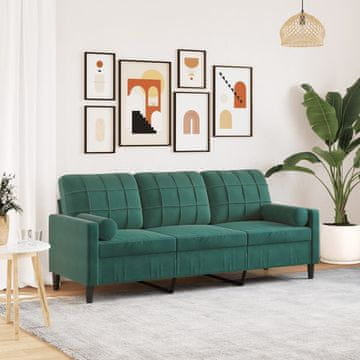 Vidaxl vidaXL Trosed z blazinami, temno zelen, 180 cm, žamet