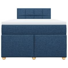 Vidaxl Box spring postelja z vzmetnico moder 120x200 cm blago