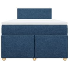 Vidaxl Box spring postelja z vzmetnico moder 120x200 cm blago