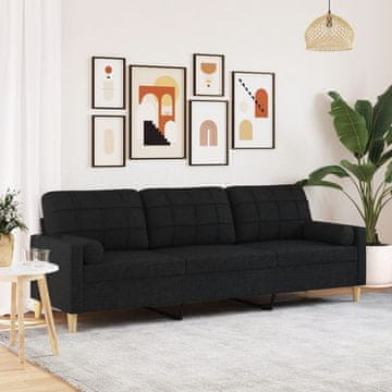 Vidaxl vidaXL Trosed z blazinami, črne barve, 210 cm, oblazinjen s tkanino