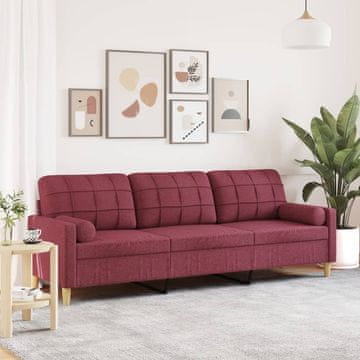 Vidaxl vidaXL Trosed z blazinami, vinsko rdeča, 210 cm, blago