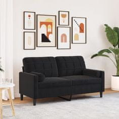 Vidaxl Kavč dvosed z okrasnimi blazinami črn 140 cm žamet
