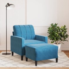 shumee vidaXL Fotelj s stolčkom za noge moder 60 cm žamet