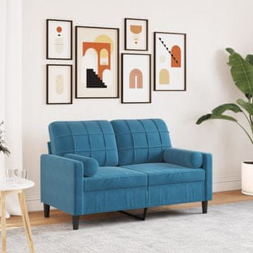 Vidaxl vidaXL Dvosed z blazinami, moder, 120 cm, žamet