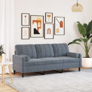 Vidaxl vidaXL Trosed z blazinami, temno siv, 180 cm, žamet