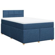 Vidaxl Box spring postelja z vzmetnico moder 120x200 cm blago