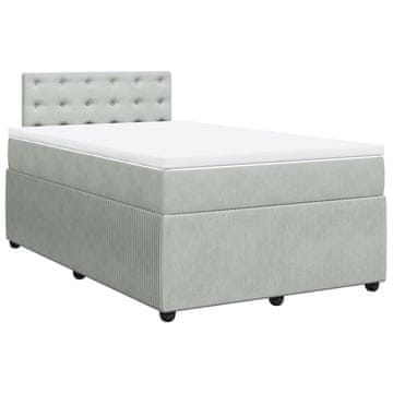 Vidaxl Box spring postelja z vzmetnico svetlo siva 120x200 cm žamet