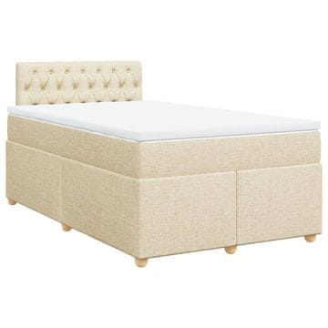 Vidaxl Box spring postelja z vzmetnico krem 120x190 cm blago