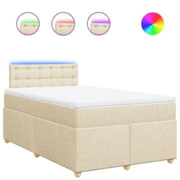 Vidaxl Box spring postelja z vzmetnico krem 120x190 cm blago
