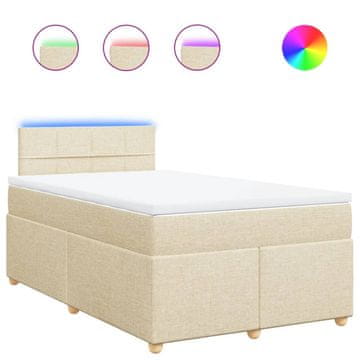 Vidaxl Box spring postelja z vzmetnico krem 120x200 cm blago