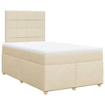 Vidaxl Box spring postelja z vzmetnico krem 120x190 cm blago