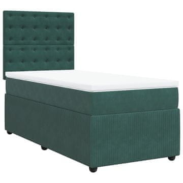 Vidaxl Box spring postelja z vzmetnico temno zelen 90x190 cm žamet