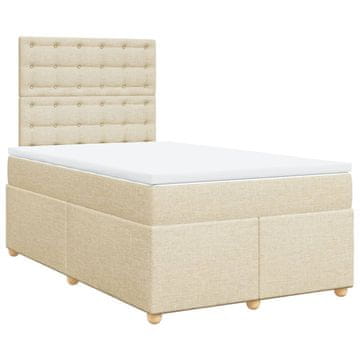 Vidaxl Box spring postelja z vzmetnico krem 120x190 cm blago