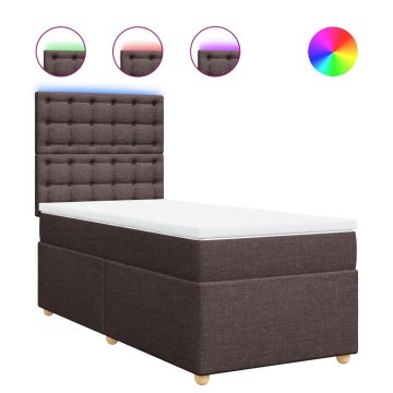 Vidaxl Box spring postelja z vzmetnico temno rjava 100x200 cm blago