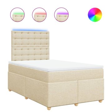 Vidaxl Box spring postelja z vzmetnico krem 120x190 cm blago