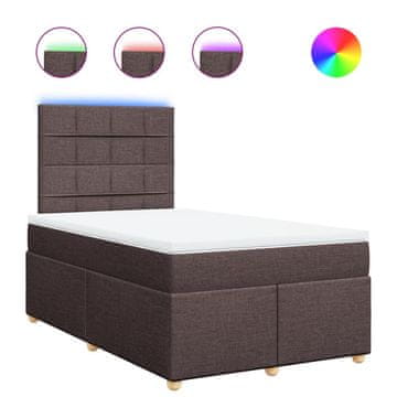 Vidaxl Box spring postelja z vzmetnico temno rjav 120x200 cm blago