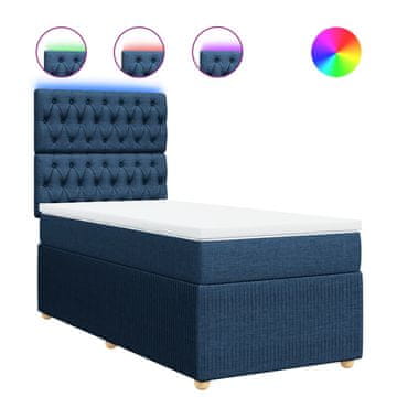 Vidaxl Box spring postelja z vzmetnico modra 100x200 cm blago