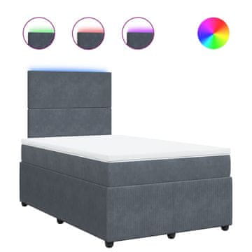 Vidaxl Box spring postelja z vzmetnico temno siva 120x200 cm žamet