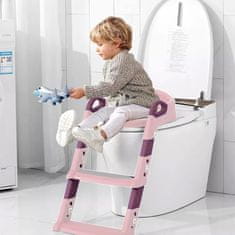 JOJOY® Otroška straniščna školjka s stopnicami, Ergonomski sedež za stranišče, Pilagodljiva lestev za stranišče (Roza) | KIDDISTEP