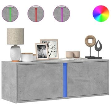Vidaxl Stenska TV omarica z LED lučkami betonsko siva 100x31x35 cm