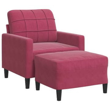Vidaxl Fotelj s stolčkom za noge vinsko rdeč 60 cm žamet