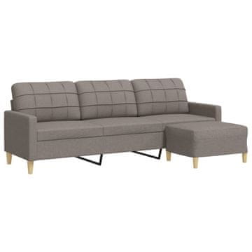 Vidaxl Trosed s stolčkom za noge taupe 210 cm blago