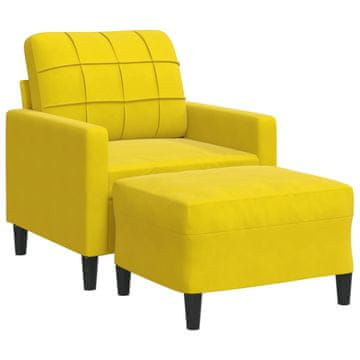 Vidaxl Fotelj s stolčkom za noge rumen 60 cm žamet
