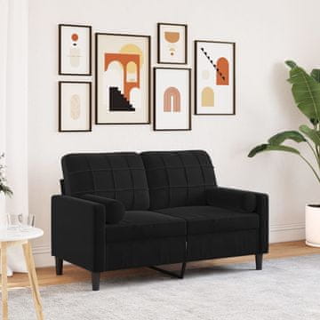 Vidaxl vidaXL Dvosed z blazinami, črne barve, 120 cm, žamet