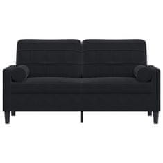 Vidaxl Kavč dvosed z okrasnimi blazinami črn 140 cm žamet