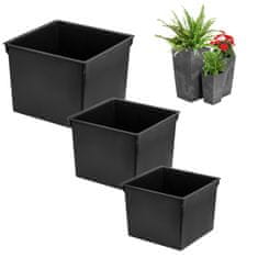 botle Komplet 3x kvadratni vložek črne barve 2 3 5 L za lonce Prosperplast V 26,5 32,5 37,5 cm