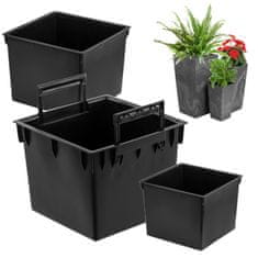 botle Komplet 3x kvadratni vložek črne barve 5 8 11 L za lonce Prosperplast V 37,5 42 44,9 cm