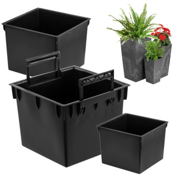 botle Komplet 3x kvadratni vložek črne barve 5 8 11 L za lonce Prosperplast V 37,5 42 44,9 cm