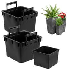 botle Komplet 3x kvadratni vložek črne barve 8 11 13 L za lonce Prosperplast H 42 44,9 50 cm